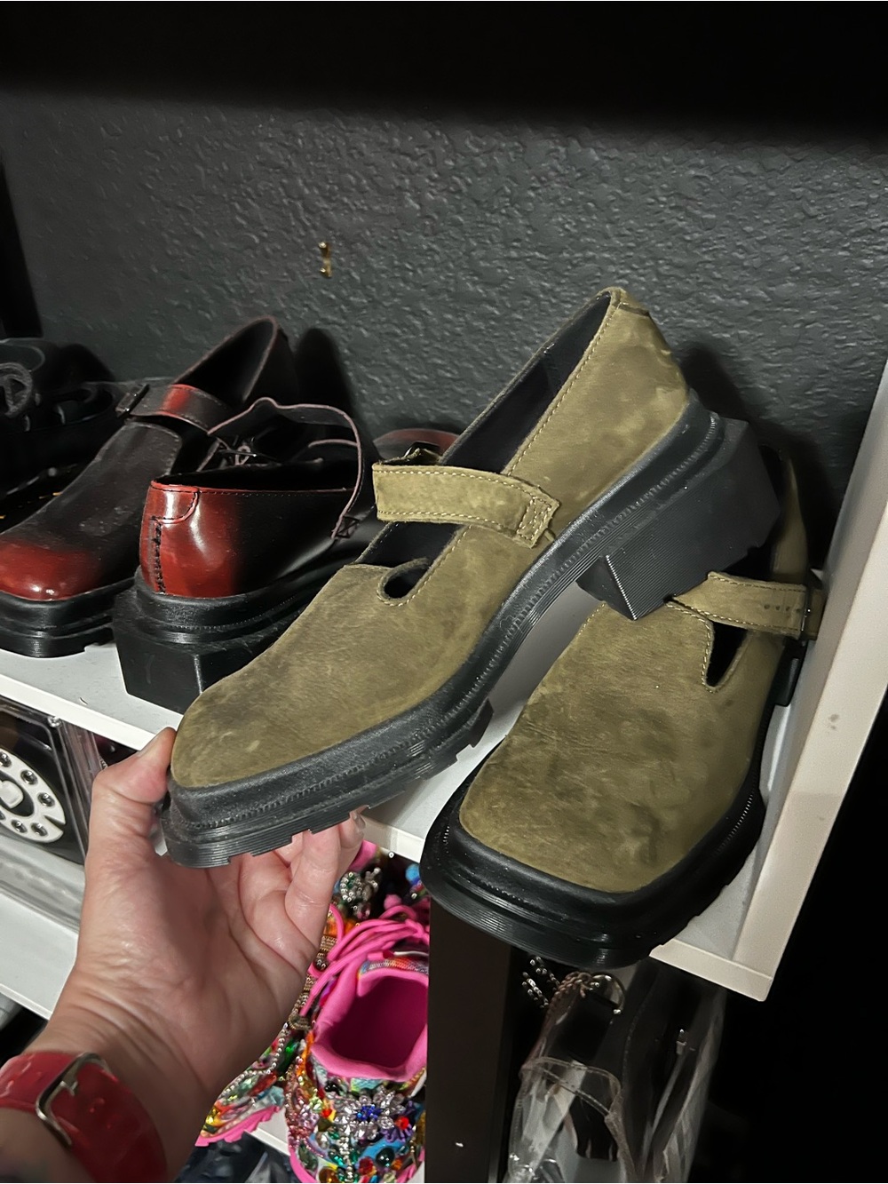 Olive Green Suede Dr Martens Mary Jane new size 8